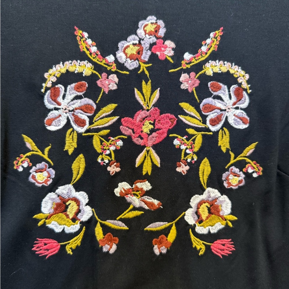 LOFT Black Dress with Colorful Floral Embroidery - Picture 3 of 8
